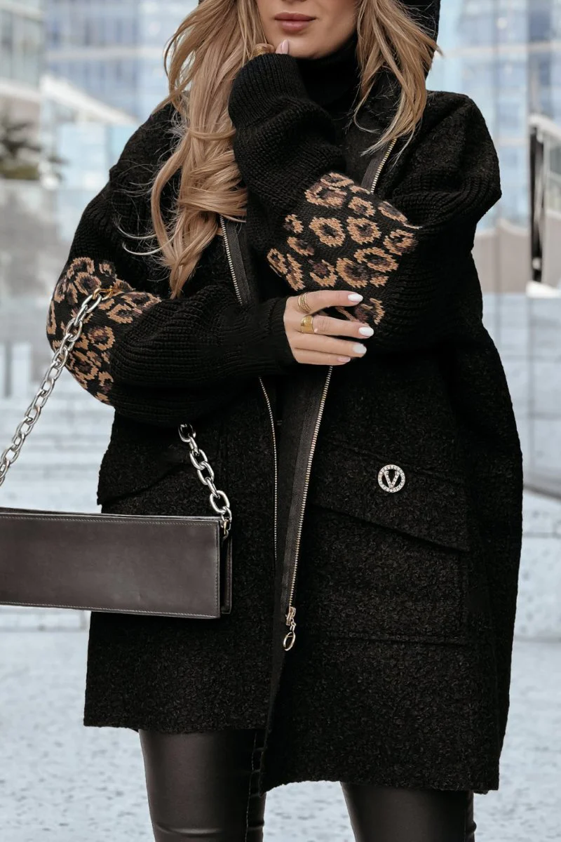 Women's Printed Sleeves Winter Hooded Coat